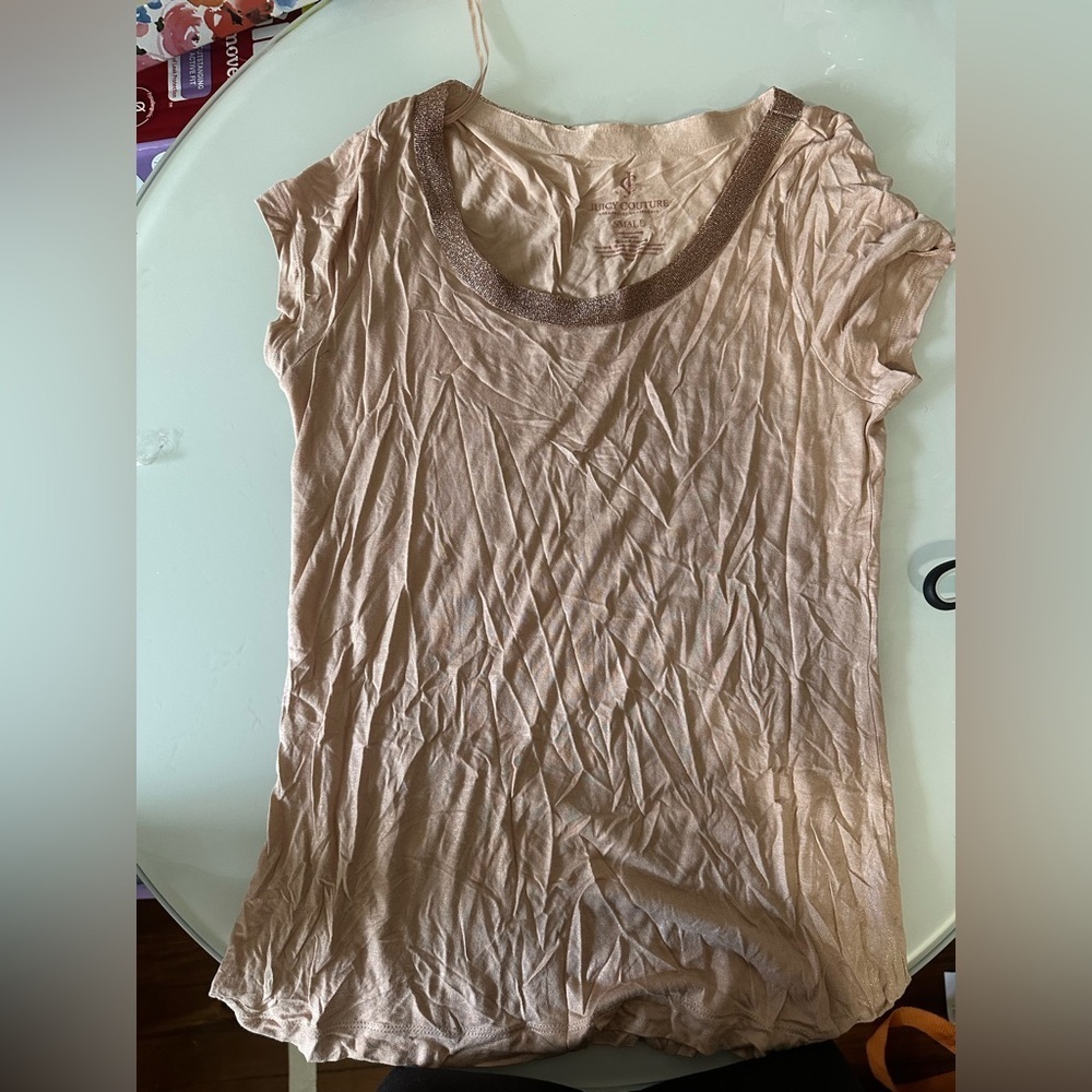 Juicy Couture Shimmering Beige Short Sleeve Tee